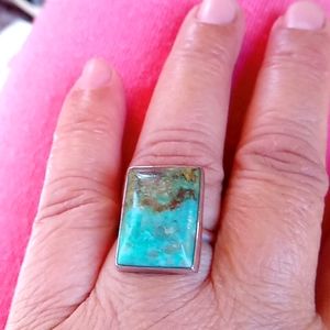💝LUXURIOUS!/ SQUARE TORQUOISE GEMSTONE RING💕 💖